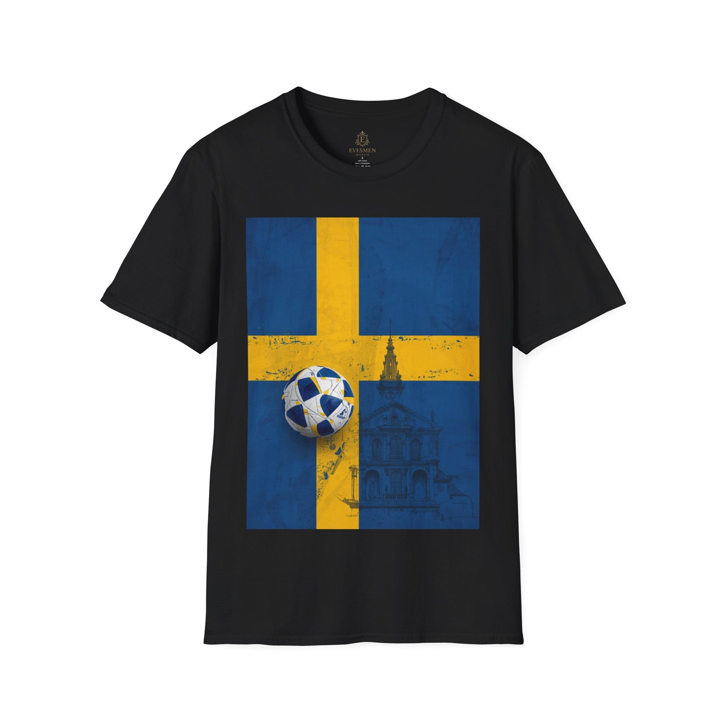 Sweden Flag Soccer T-Shirt — Distressed Swedish Flag Football Tee