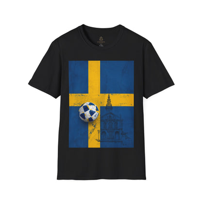 Sweden Flag Soccer T-Shirt — Distressed Swedish Flag Football Tee