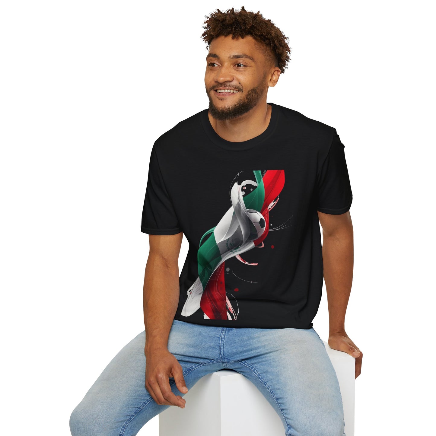Mexico Football Spirit T-shirt Abstract Flag & Soccer Ball Art Tee