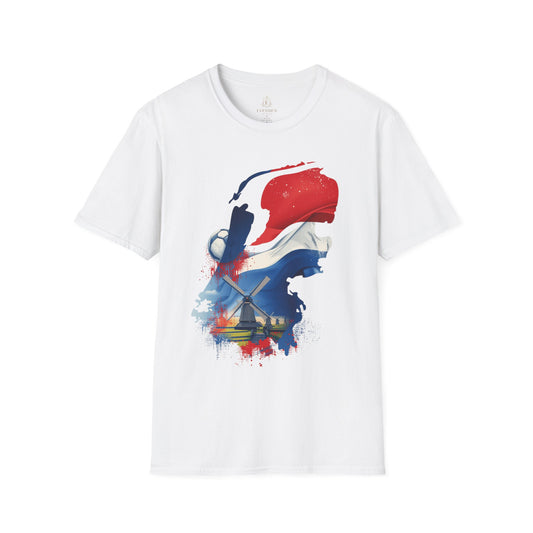Netherlands Flag Watercolor T-Shirt — Dutch Windmill Scenic Tee