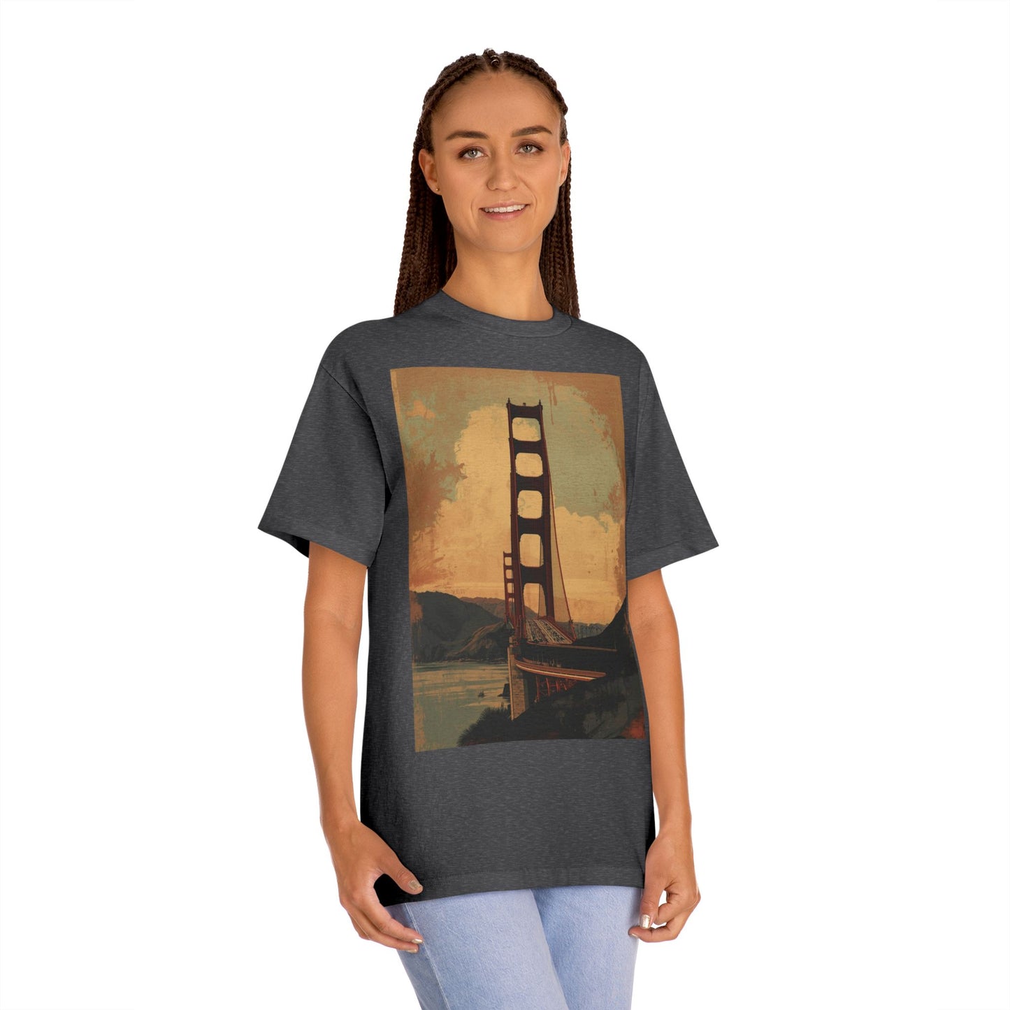 Golden Gate Bridge Art Print T-Shirt Vintage-Styled Classic Tee