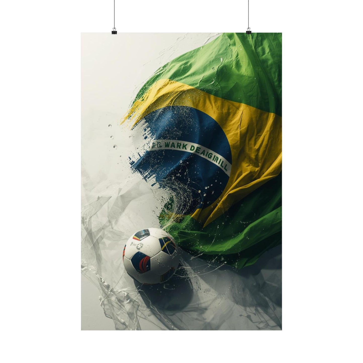 Brazil Flag Soccer Poster — Matte Vertical Football Wall Art Print