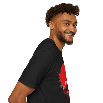Japan Football T-Shirt with Rising Sun Splatter and Pagoda Design Tee