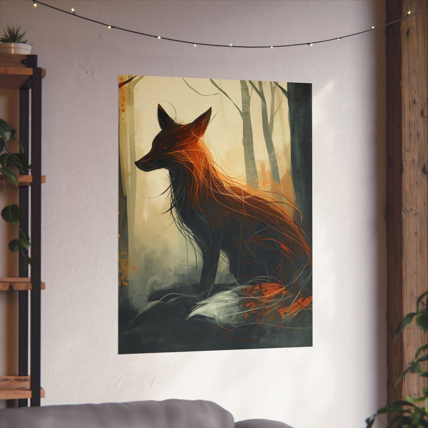 Mystical Fox Forest Poster | Matte Woodland Wall Art Print