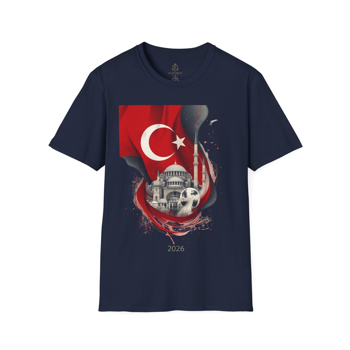 Türkiye Football T-Shirt Turkish Flag & Istanbul Mosque Design Tee