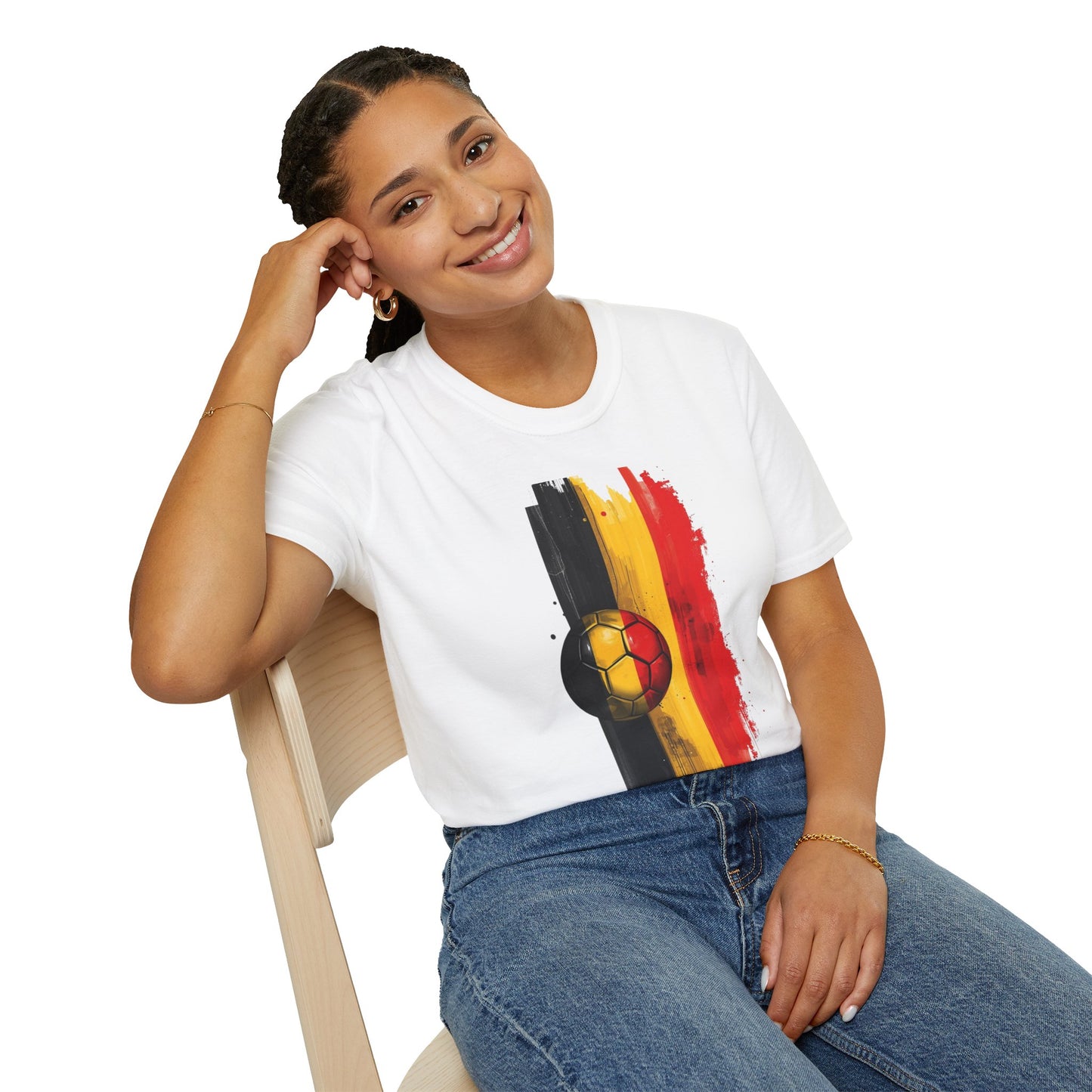 Belgium Football Flag Brushstroke Tee Red Devils Soccer Graphic T-Shirt