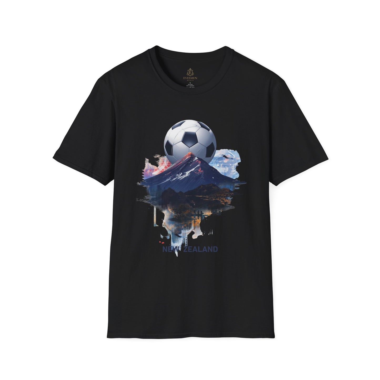 New Zealand Football Mountain T-Shirt — Majestic Landscape Soccer Design Tee