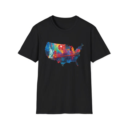 USA Soccer Match Day T-Shirt — Colorful Splash American Graphic Tee