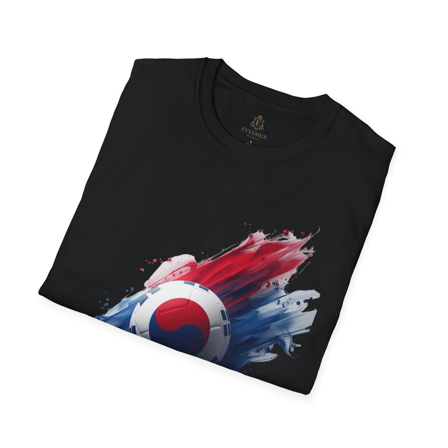 South Korea Football Flag T-Shirt Abstract Splatter Soccer Design Tee