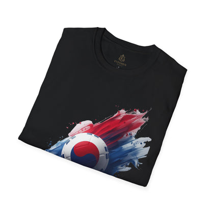 South Korea Football Flag T-Shirt Abstract Splatter Soccer Design Tee