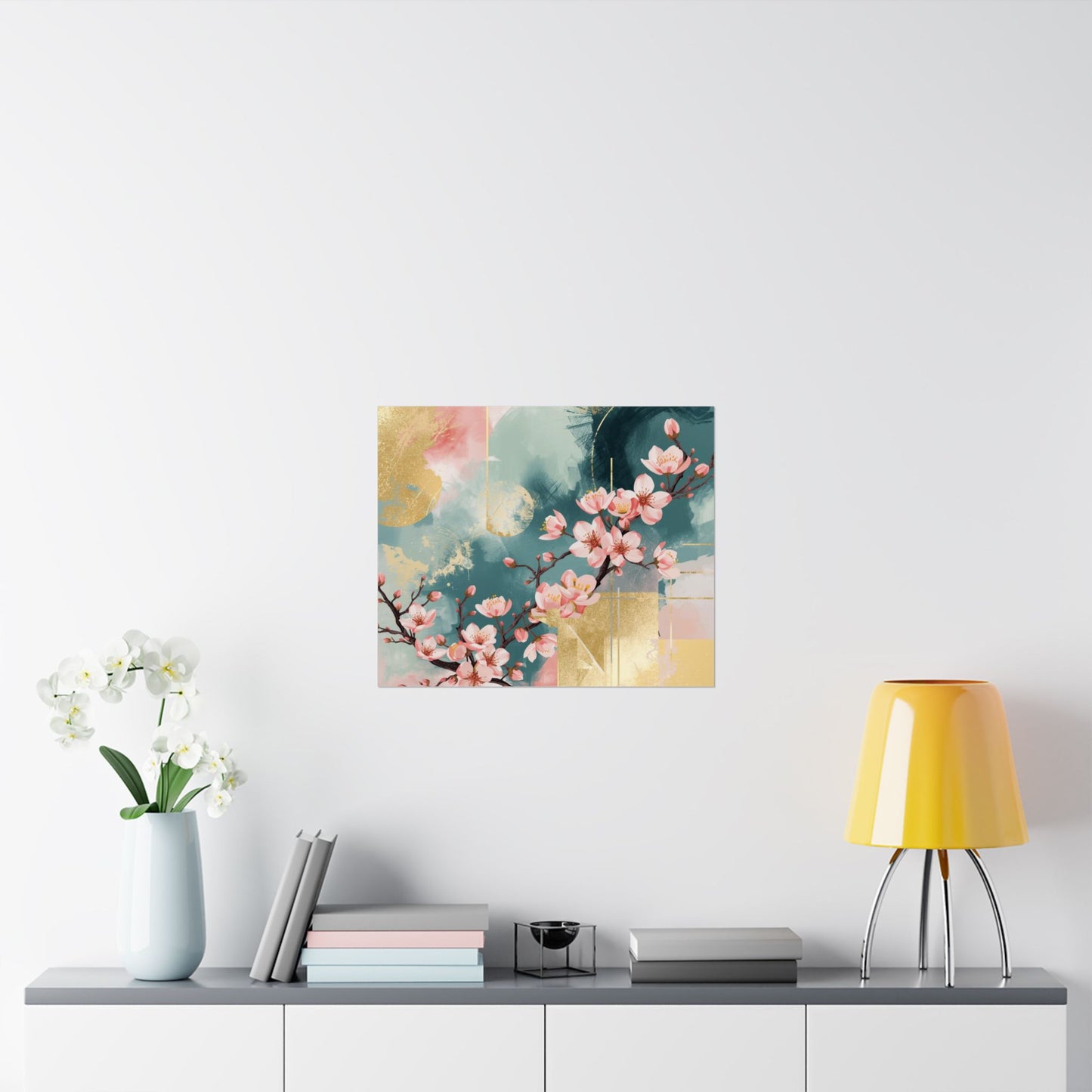 Pink Cherry Blossom Poster – Matte Horizontal Floral Wall Print