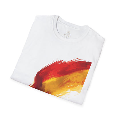 Spain Football Flag Brushstroke T-Shirt Abstract La Roja Soccer Design Tee