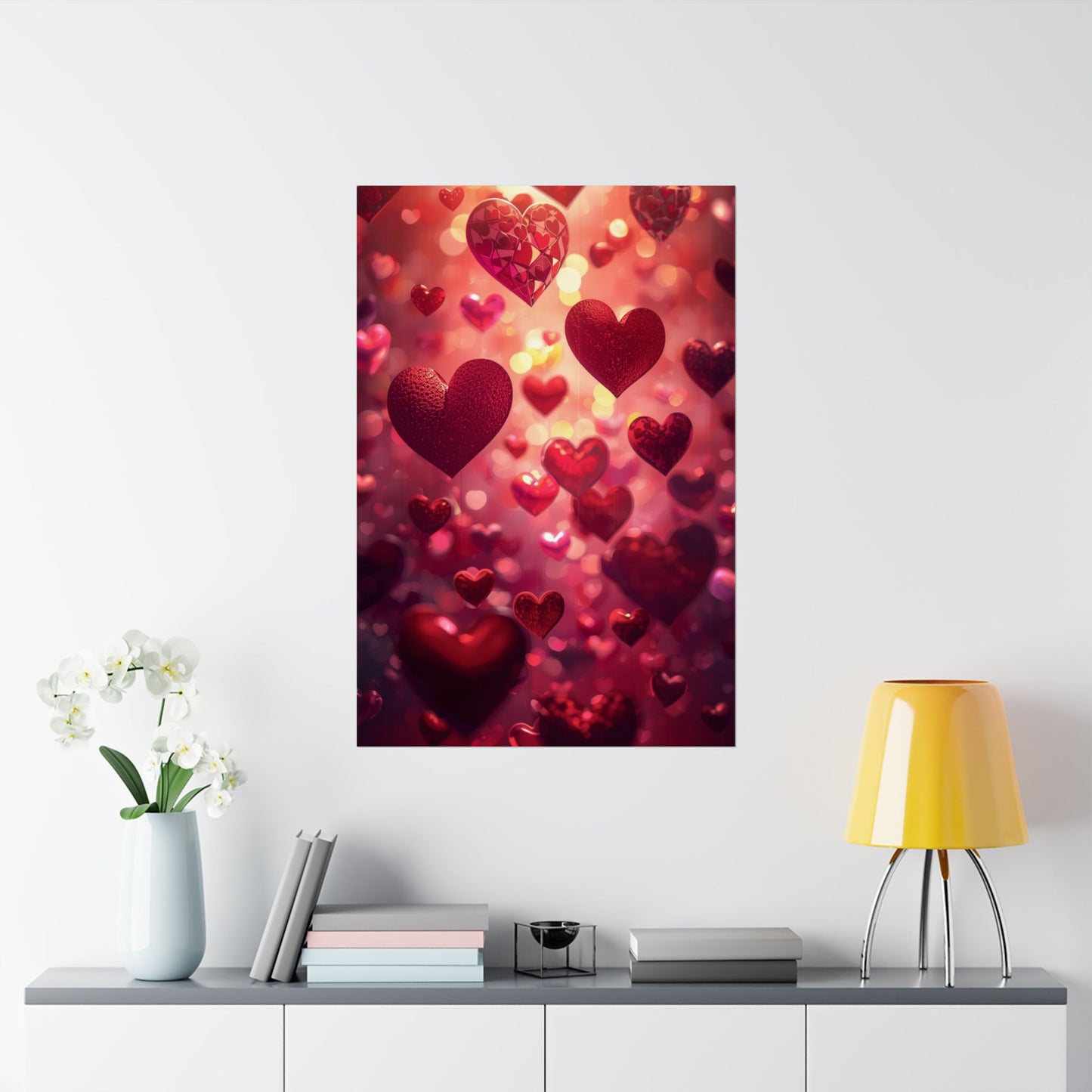 Romantic Floating Hearts Matte Poster — Valentine’s Day Wall Art