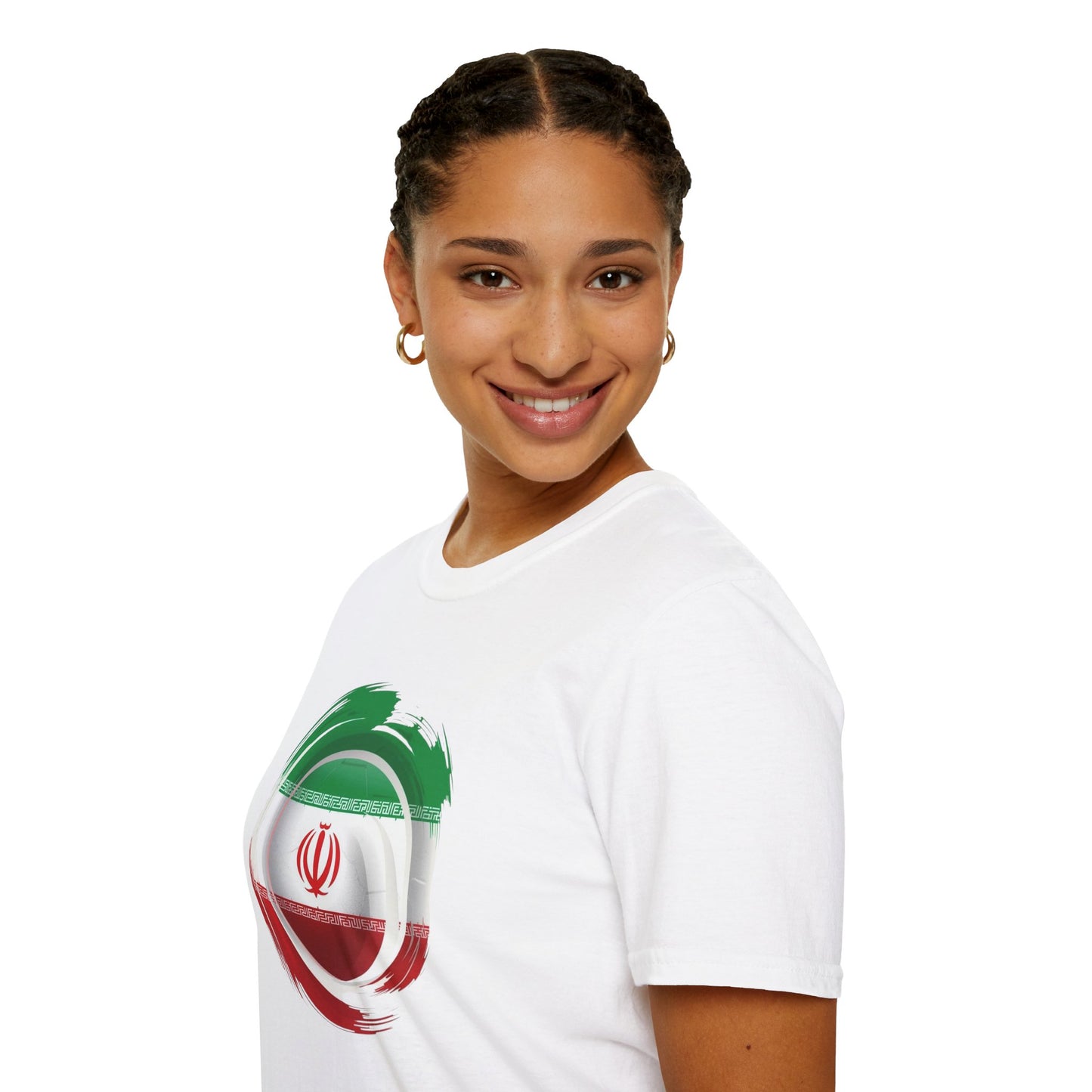 Iran Football Flag Circular Brushstroke T-Shirt Team Melli Soccer Graphic Tee