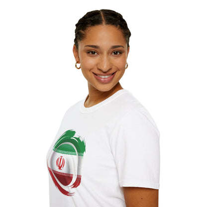 Iran Football Flag Circular Brushstroke T-Shirt Team Melli Soccer Graphic Tee