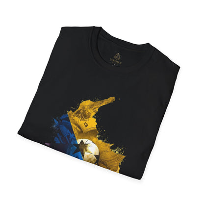 Colombia Map Skyline Football T-Shirt — Watercolor Grunge Soccer Design Tee
