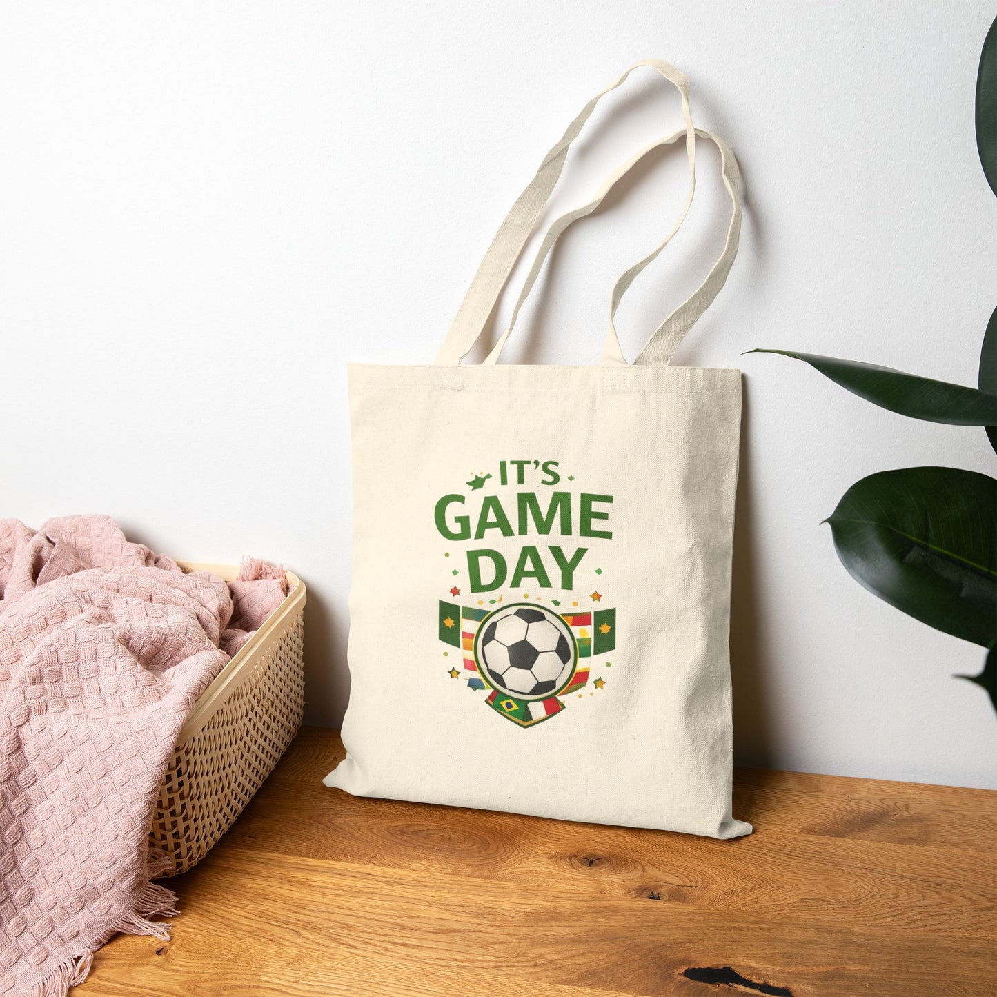 Tote Bag — "It's Game Day" Soccer Canvas Tote for Fans