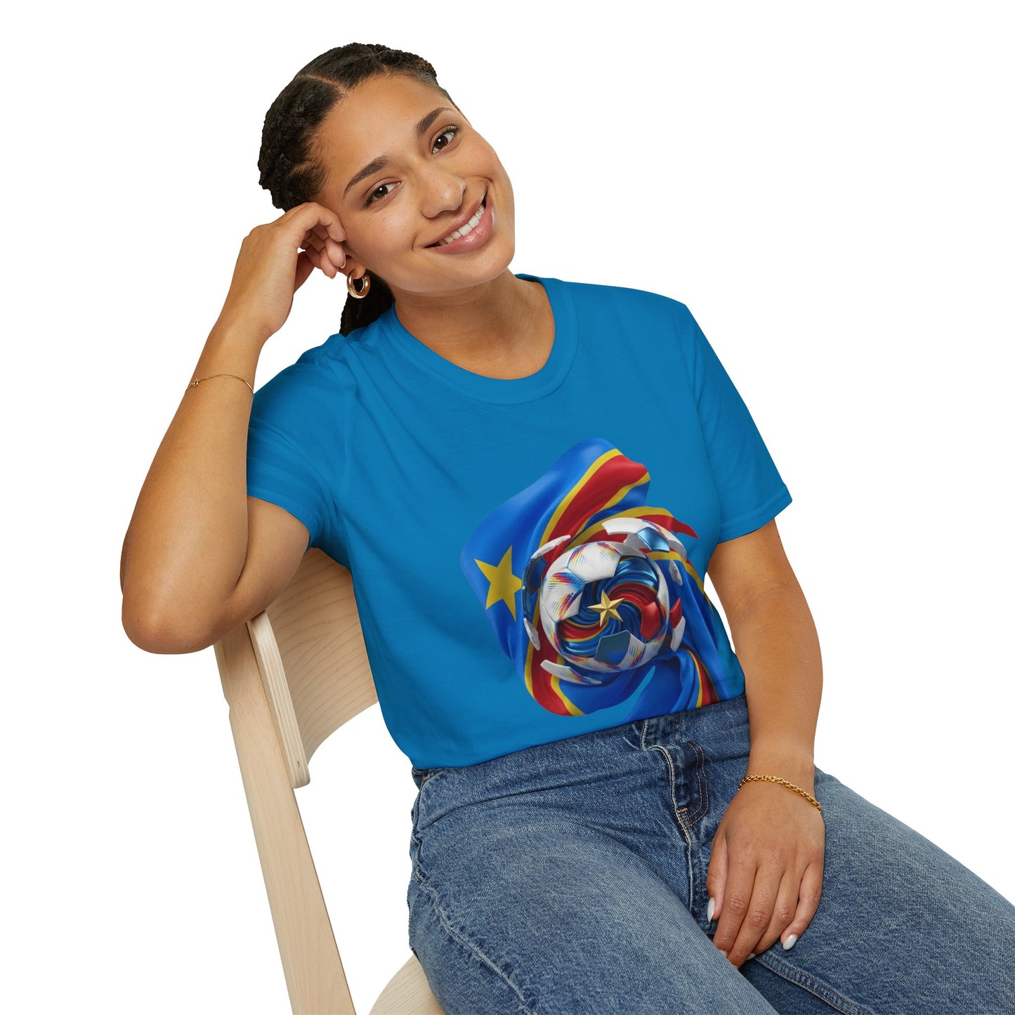 DR Congo Football Flag Exploding Ball T-Shirt Leopards Soccer Graphic Tee