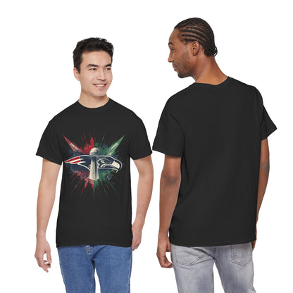 Legendary Championship Matchup Splatter Logo T‑Shirt Football Big Game 2026