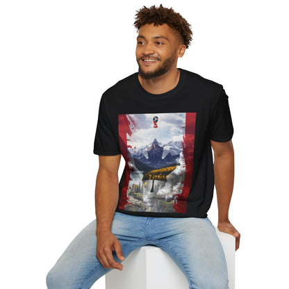 Patriotic Canadian Flag T-Shirt Maple Leaf Mountain Art Design Tee