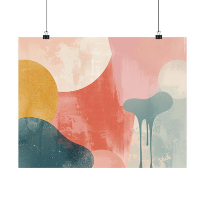 Pastel Abstract Wall Art Poster | Matte Horizontal Vintage Modern Print