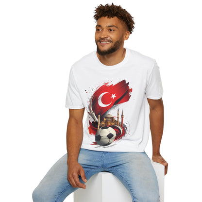 Turkey Soccer T-Shirt — Turkish Flag, Mosque & Football Design Tee