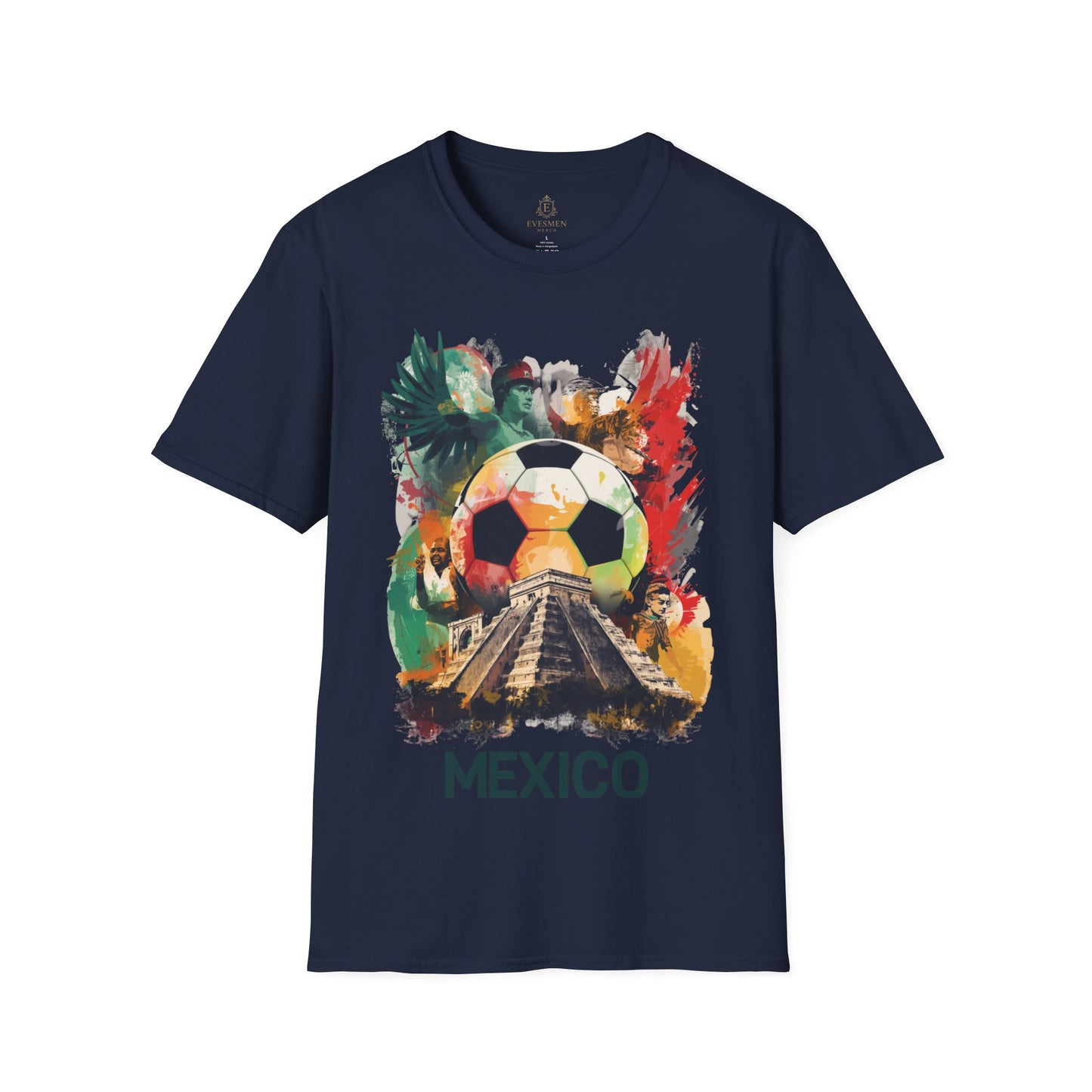 Mexico Soccer Match Day T-Shirt — Colorful Football & Pyramid Tee