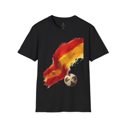 Spain Football Flag Brushstroke T-Shirt Abstract La Roja Soccer Design Tee