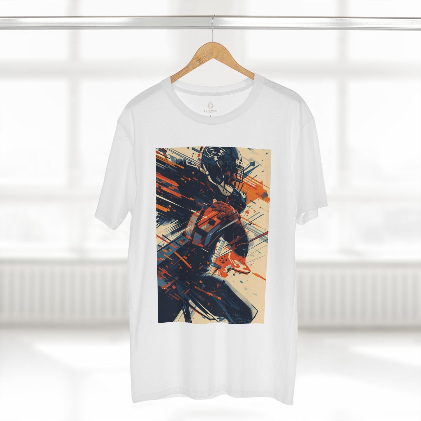 Football Player Action T-Shirt Dynamic Grunge Helmet Design