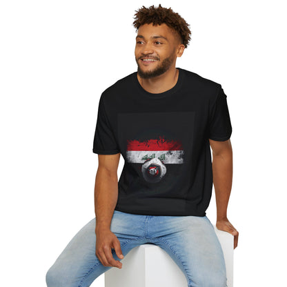 Iraq Flag Abstract Grunge Tee Lions of Mesopotamia Soccer Fan T-Shirt