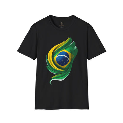 Brazil Flag Feather Football Graphic T-Shirt Tee