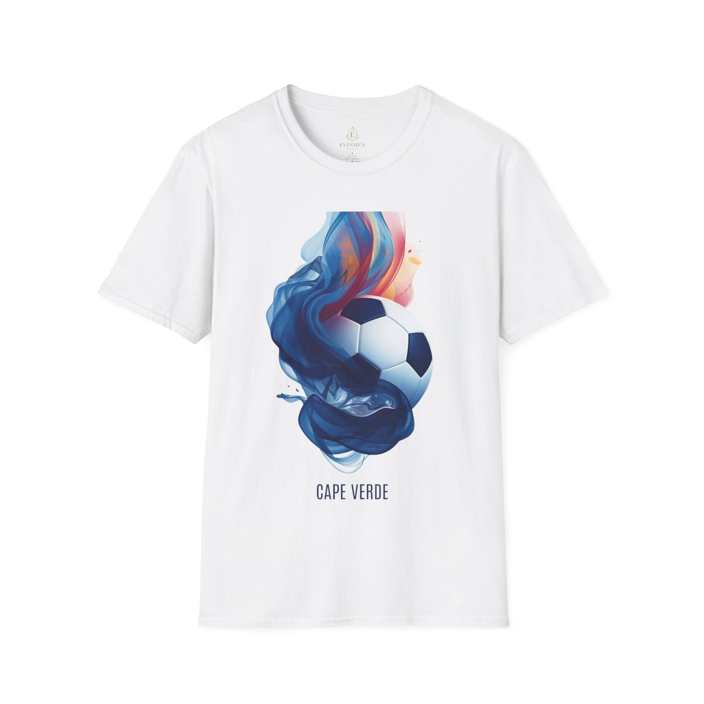 Cape Verde Football Fluid Smoke T-Shirt Abstract Blue Sharks Soccer Tee