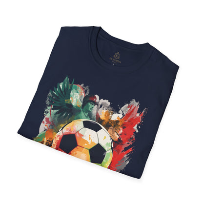 Mexico Soccer Match Day T-Shirt — Colorful Football & Pyramid Tee