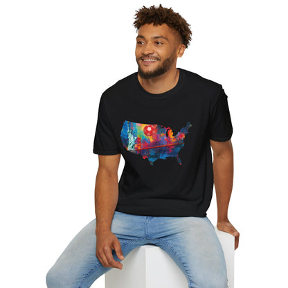 USA Soccer Match Day T-Shirt — Colorful Splash American Graphic Tee