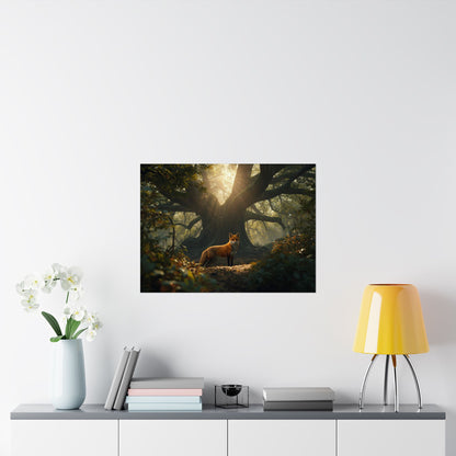 Woodland Fox Poster – Matte Horizontal Nature Wall Decor