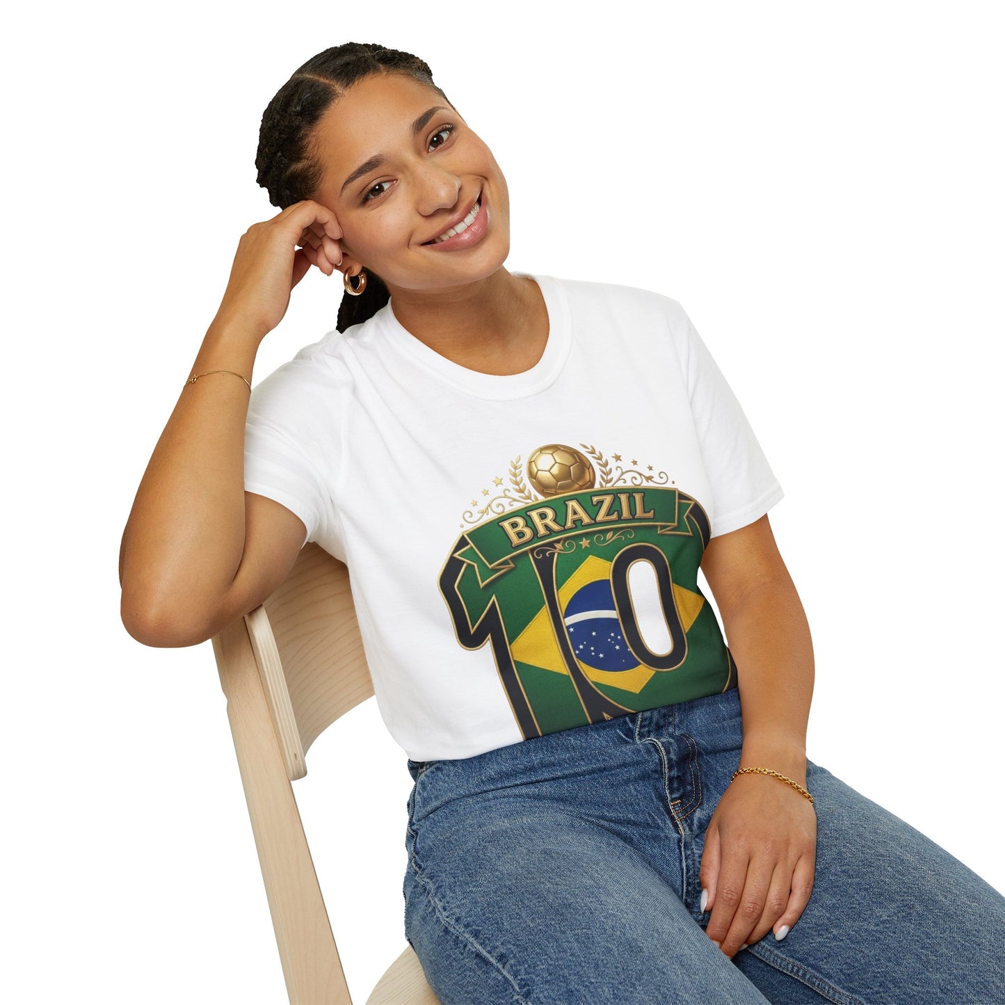 Brazil 10 Soccer T‑Shirt – Football Fan Tee with Brazilian Flag Design