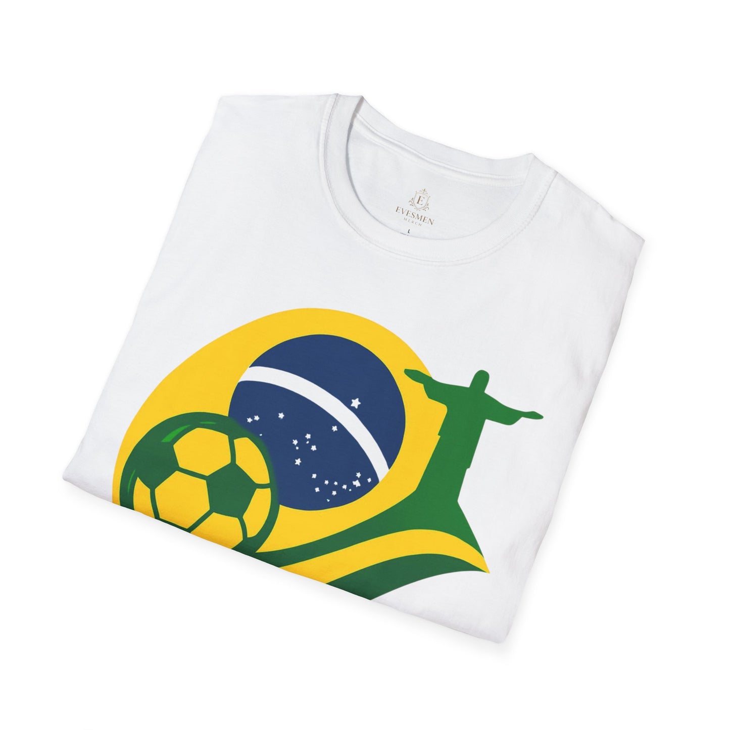 Brazil Soccer T-Shirt – Brazilian Flag, Christ the Redeemer & Football Graphic Tee