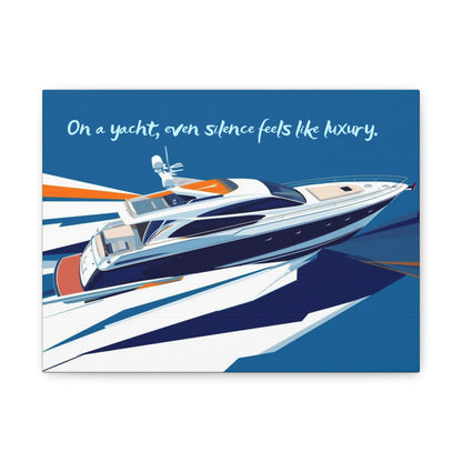 Yacht illustration with a quote on a blue background