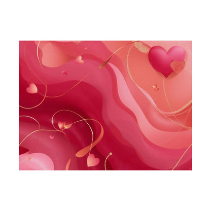 Valentine Heart Waves Wall Art Poster | Romantic Pink Abstract Matte Print