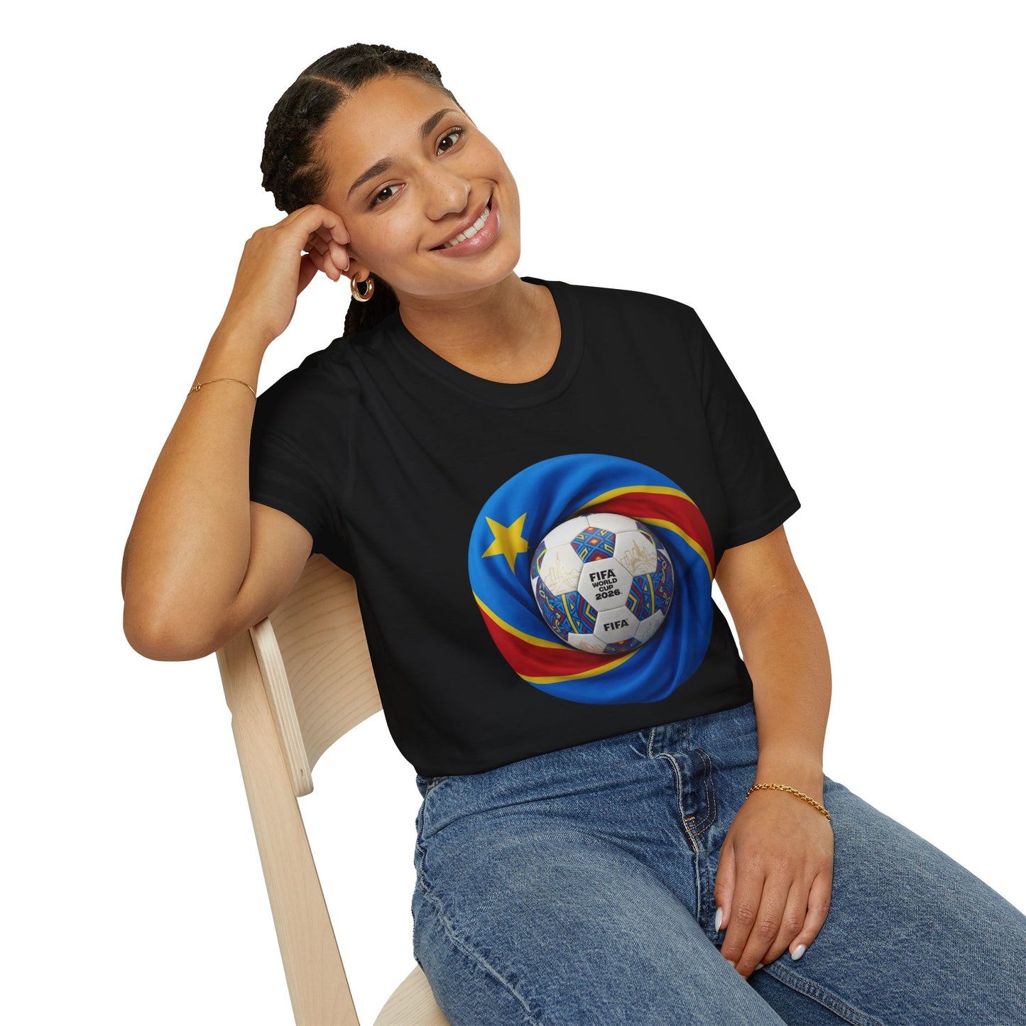 DR Congo Football Flag Circular Graphic T-Shirt Leopards Soccer 2026 Tee