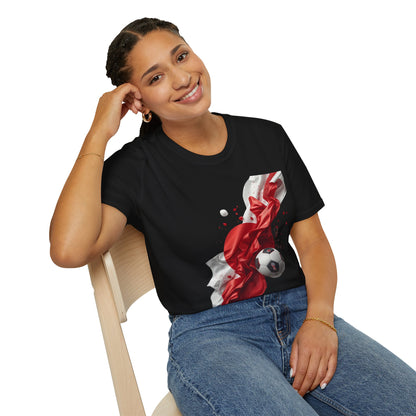Japan Football Rising Sun T‑Shirt — Dynamic Red & White Silk Ribbon Design Tee