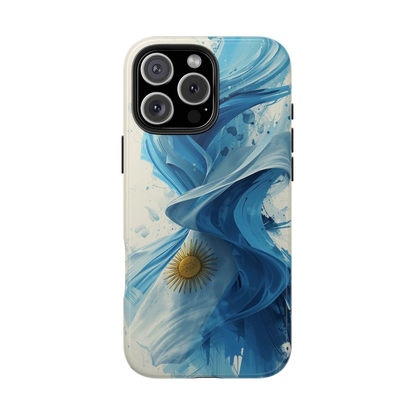 Argentinian Flag Watercolor Tough Phone Case - Blue Ribbon & Sun Protective Cover