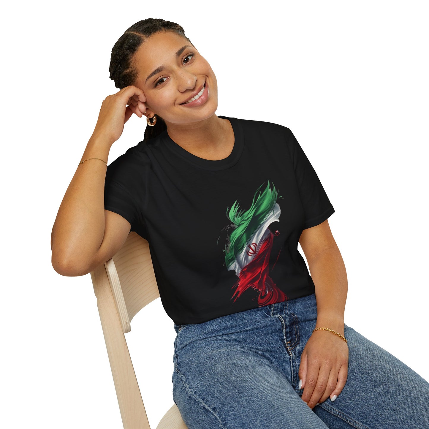 Iran Flag Brushstroke T-Shirt — Artistic Persian Pride Design Tee