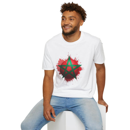 Morocco Football Flag Graphic T-Shirt – Moroccan Star Soccer Ball Design Tee