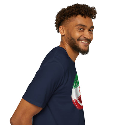 Iran Football Flag Circular Brushstroke T-Shirt Team Melli Soccer Graphic Tee