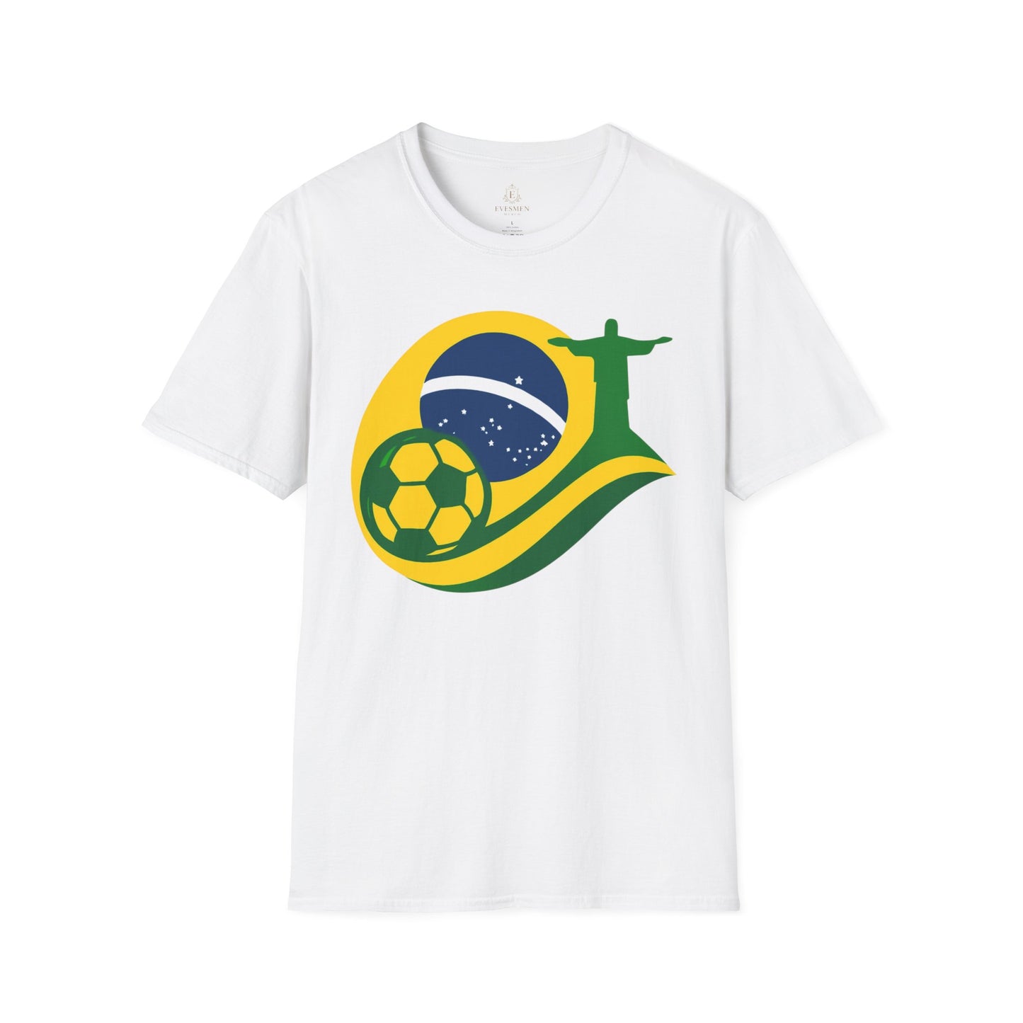 Brazil Soccer T-Shirt – Brazilian Flag, Christ the Redeemer & Football Graphic Tee