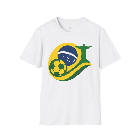 Brazil Soccer T-Shirt – Brazilian Flag, Christ the Redeemer & Football Graphic Tee