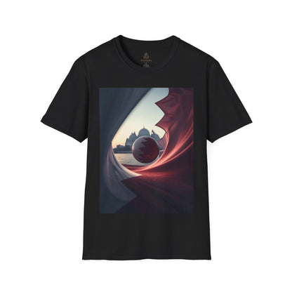 Qatar’s Flag-Patterned T-shirt Soccer Ball and Mosque Skyline Fan Tee