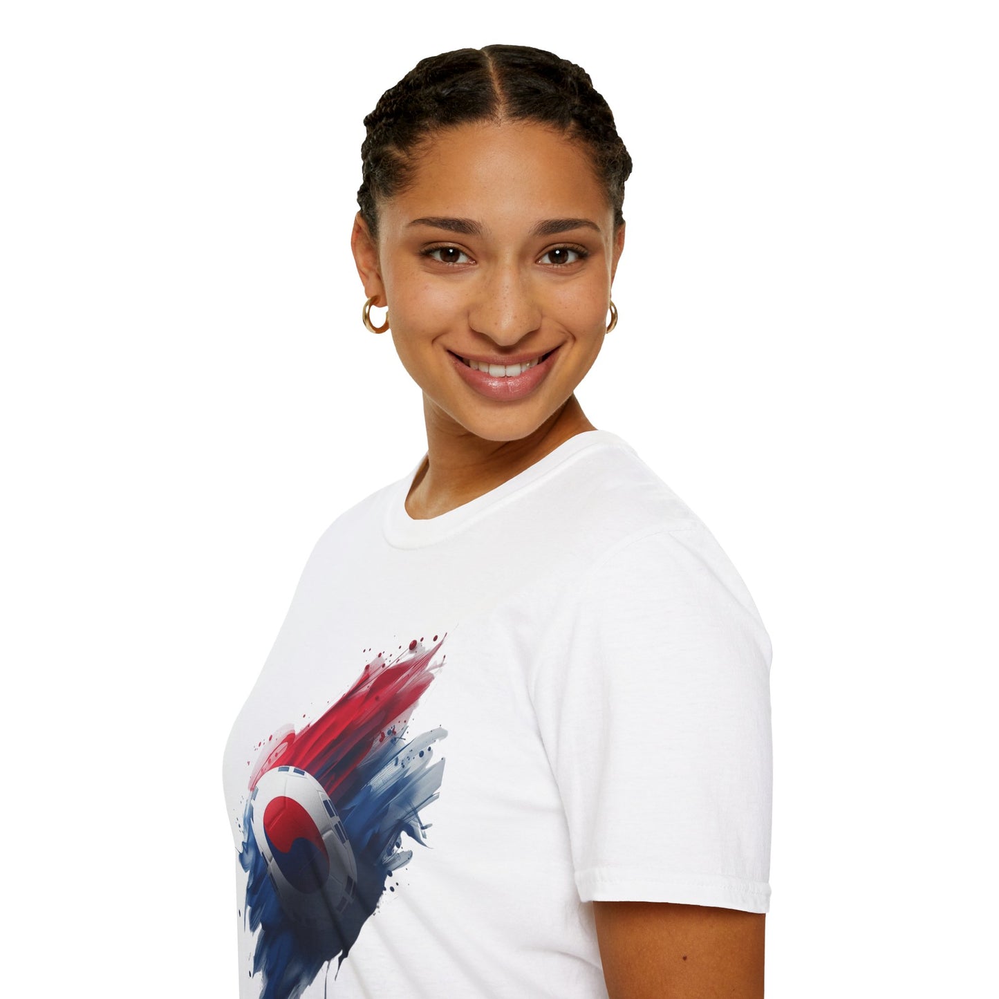 South Korea Football Flag T-Shirt Abstract Splatter Soccer Design Tee