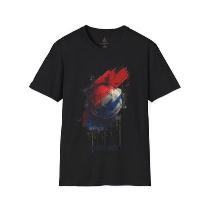 Netherlands Football Flag Abstract Splash T-Shirt Oranje Soccer Graphic Tee